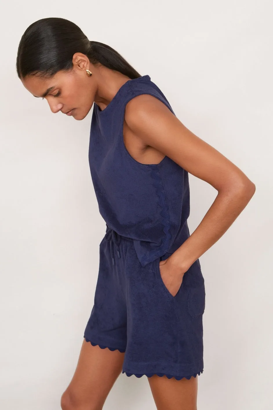 Nina Towelling Top - Midnight