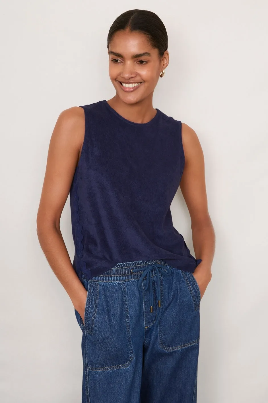Nina Towelling Top - Midnight