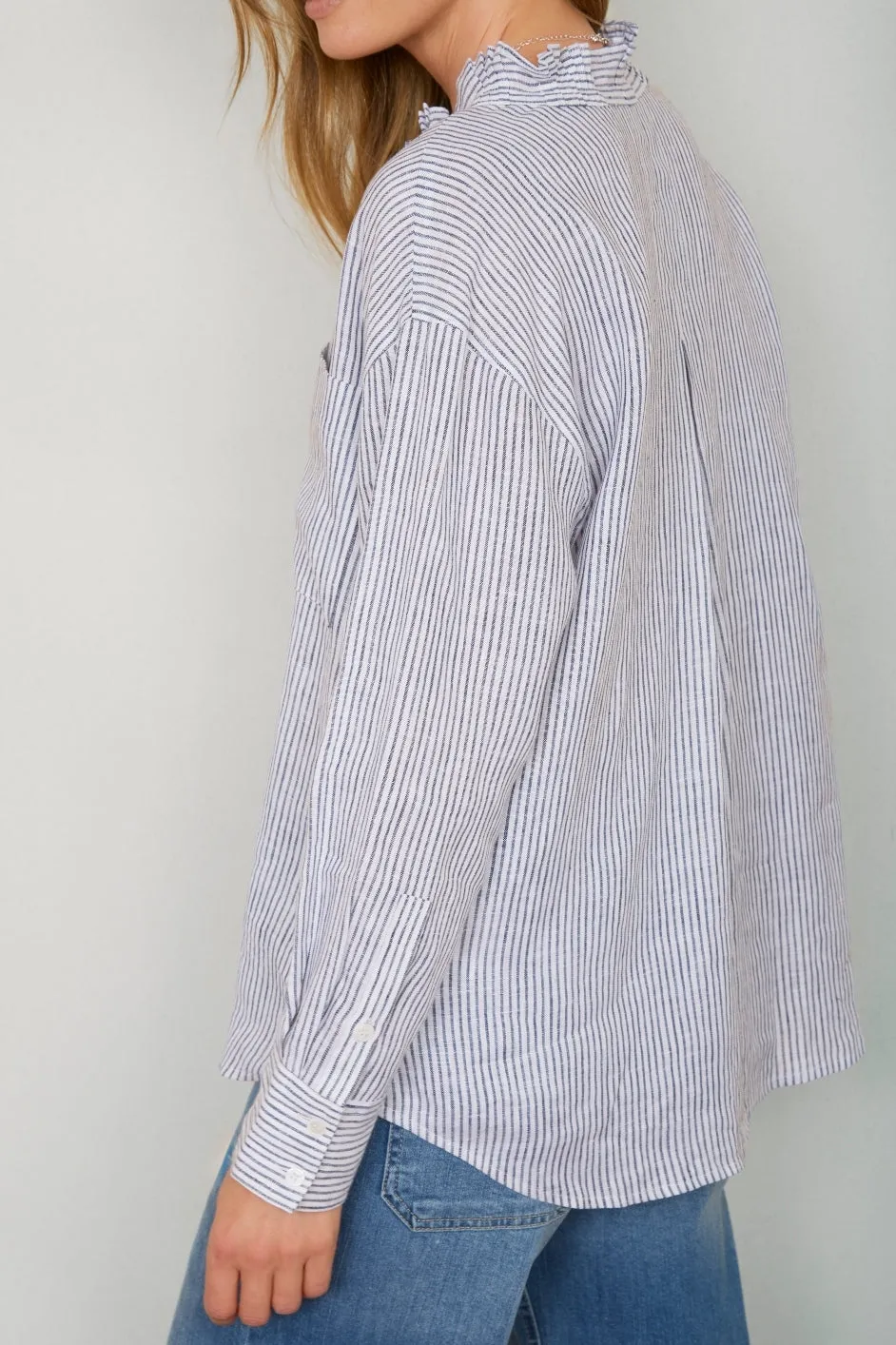 Odile Linen Shirt - Blue Stripe