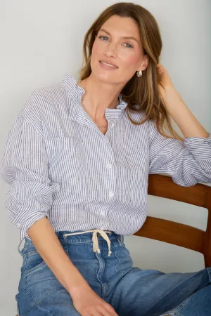 Odile Linen Shirt - Blue Stripe