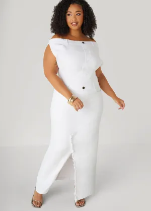 Off The Shoulder Denim Maxi Dress