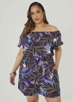 Off The Shoulder Geo Print Romper