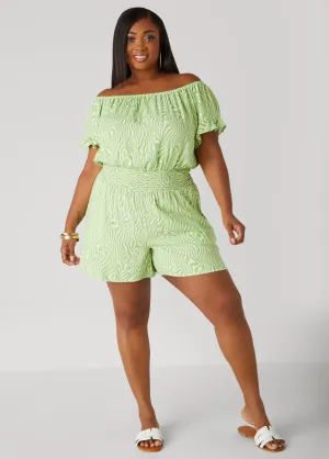Off The Shoulder Swirl Romper