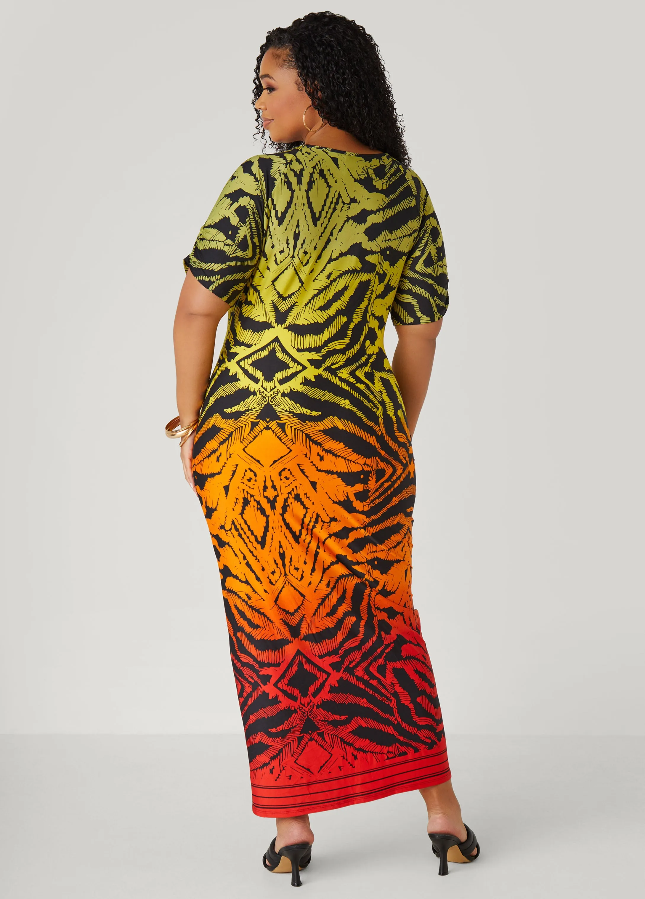 Ombre Printed Ruched Dress
