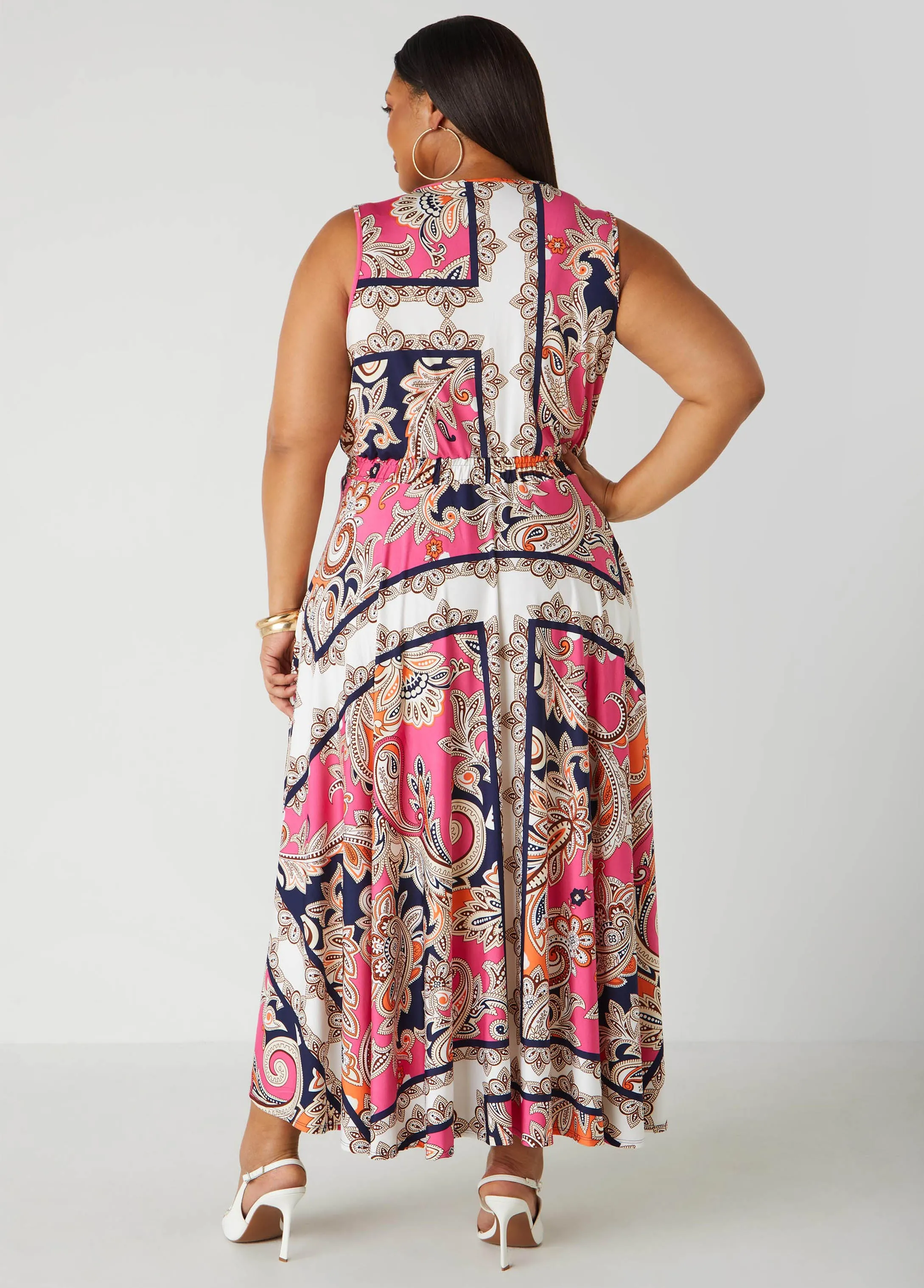 Paisley Faux Wrap Maxi Dress
