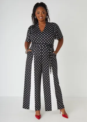 Paneled Polka Dot Jumpsuit