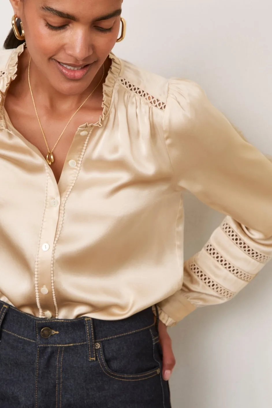 Parker Silk Blouse - Soft Gold