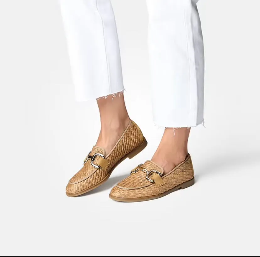 Paul Green Camel Raffia Loafer