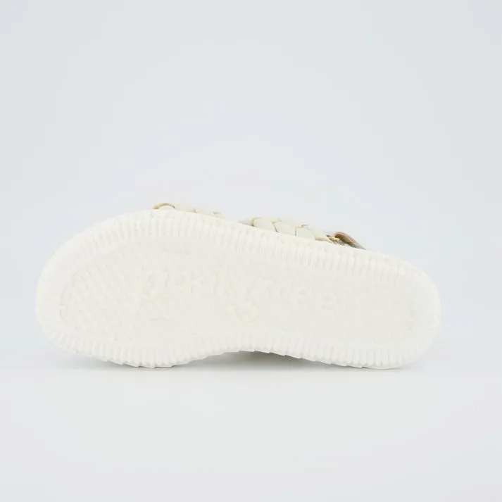 Paul Green Quilted Cream Leather Sandals