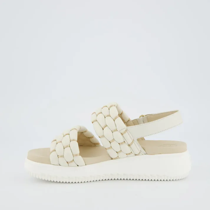 Paul Green Quilted Cream Leather Sandals