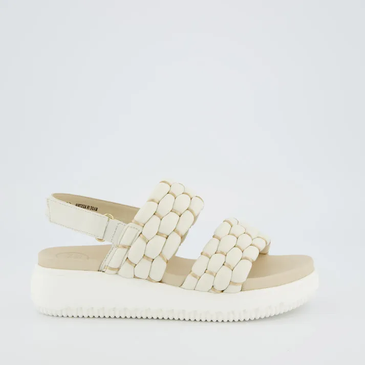 Paul Green Quilted Cream Leather Sandals