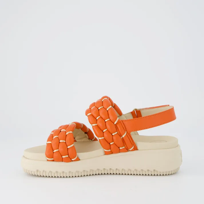 Paul Green Quilted Orange Leather Sandals