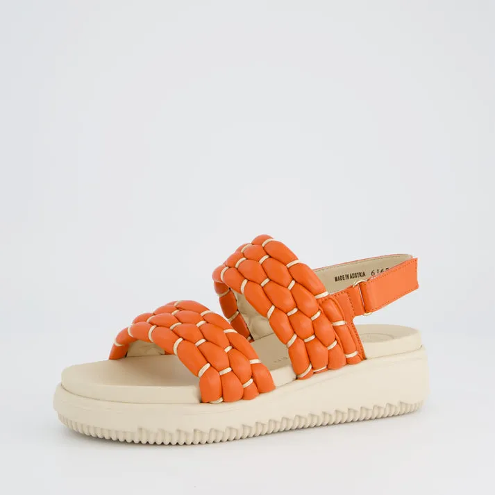Paul Green Quilted Orange Leather Sandals