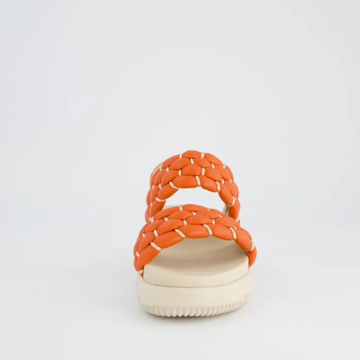 Paul Green Quilted Orange Leather Sandals