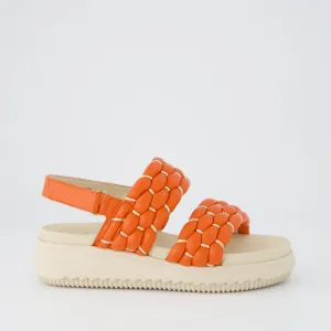 Paul Green Quilted Orange Leather Sandals