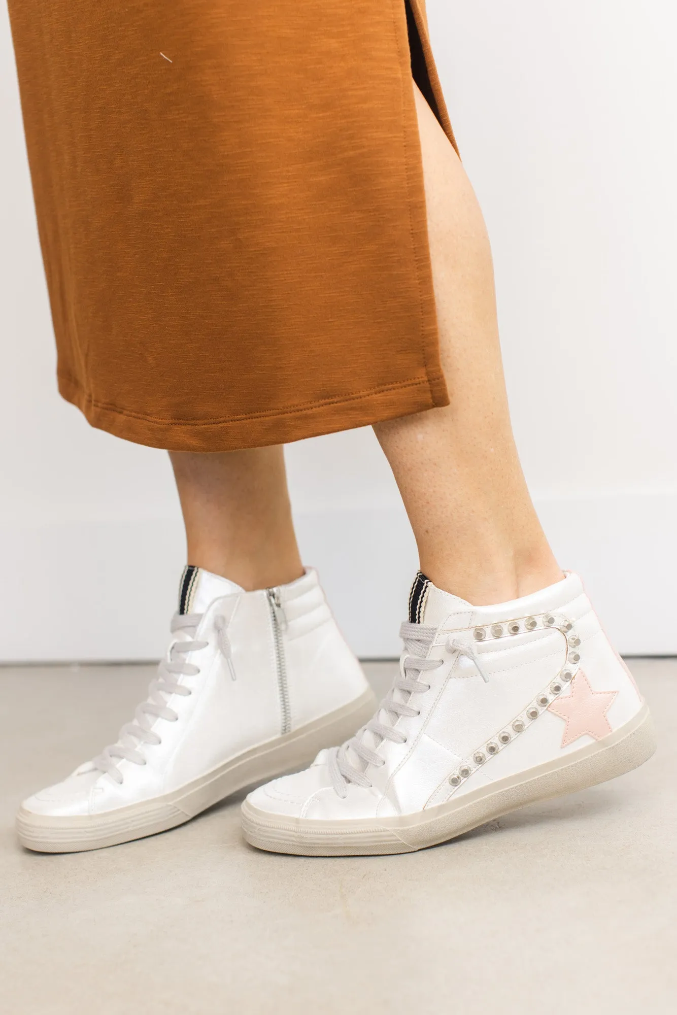 Pearl Pink High-Top Star Sneaker