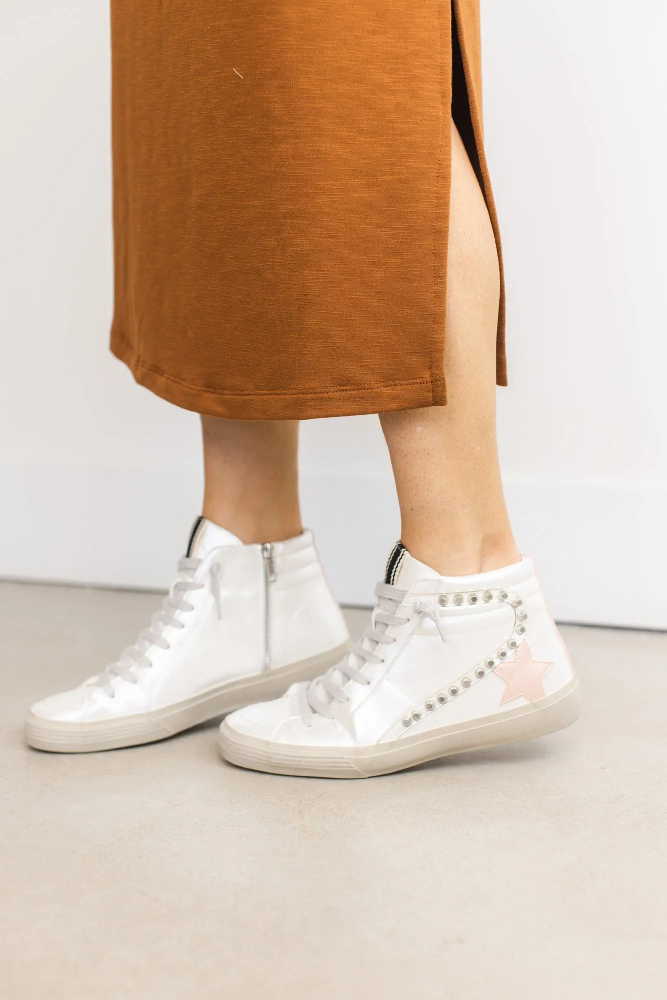 Pearl Pink High-Top Star Sneaker