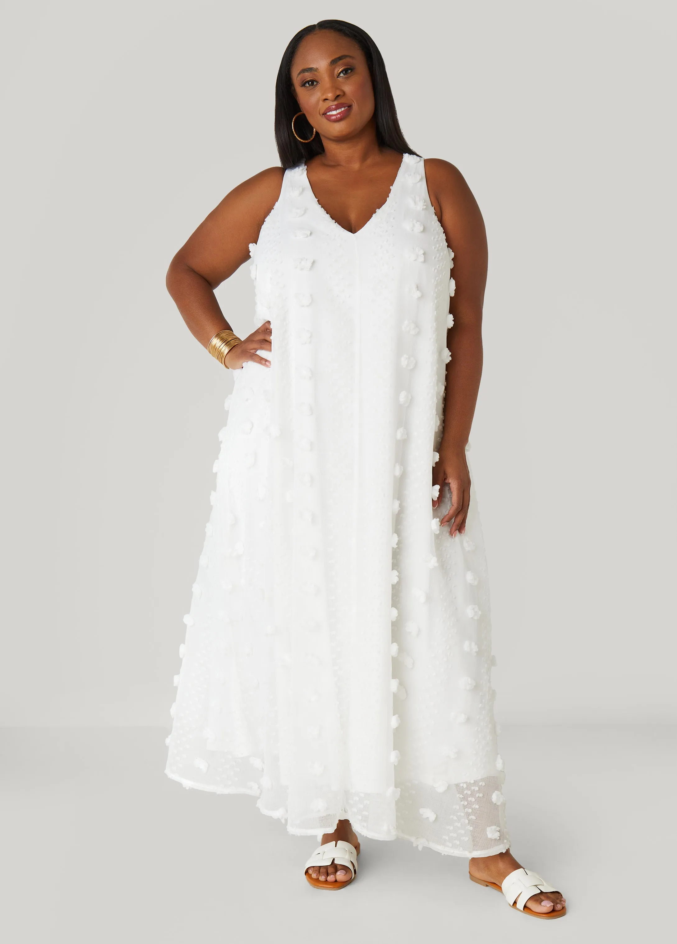 Pompom Gauze Maxi Dress