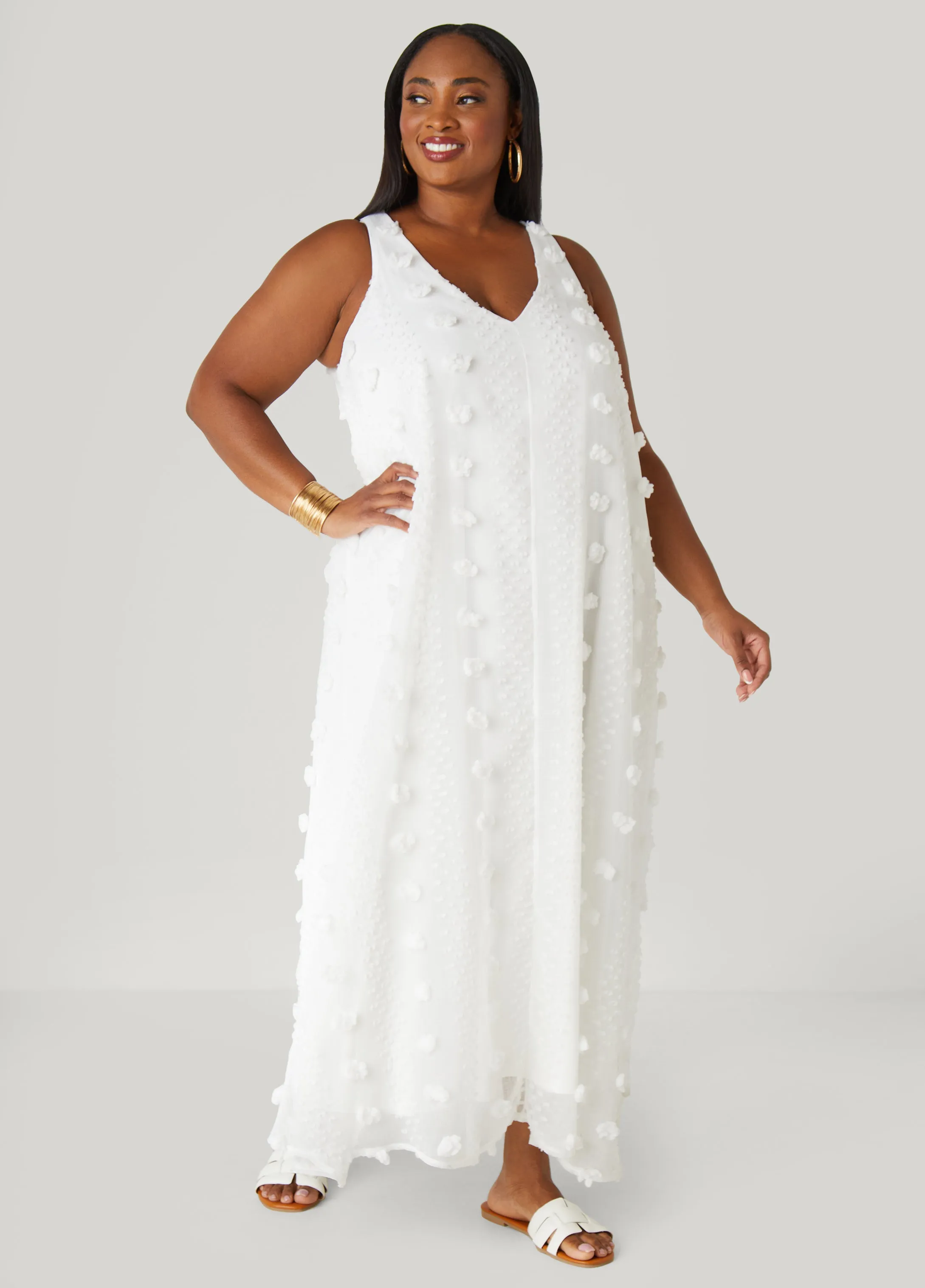 Pompom Gauze Maxi Dress