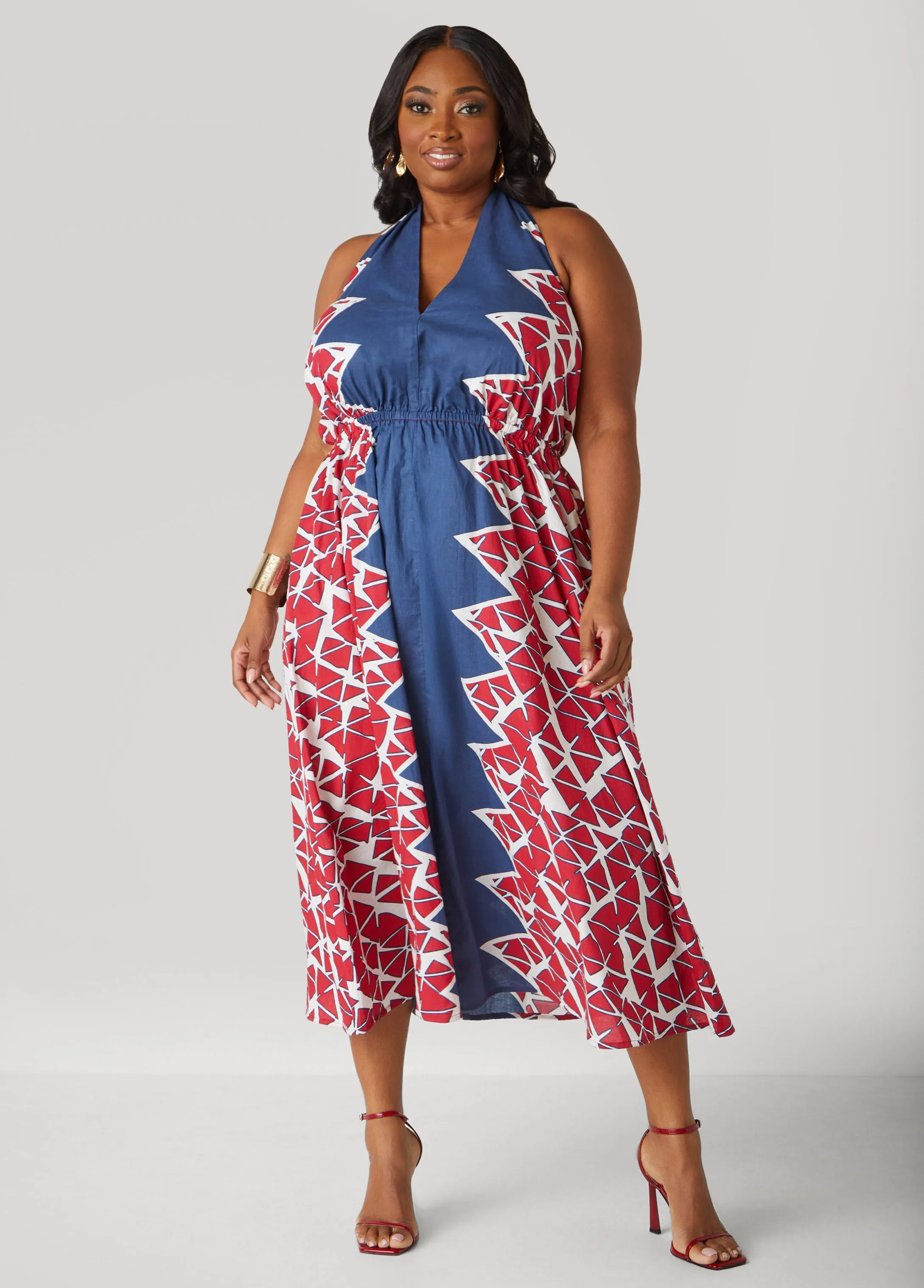 Printed Cotton Halter Dress