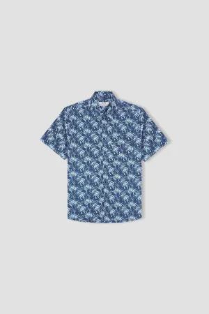 Printed Half Sleeve Shirt For Men - Blue