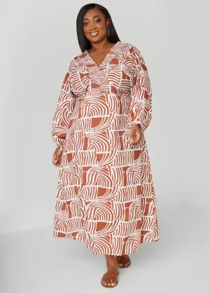 Printed Shirred Cotton Dress
