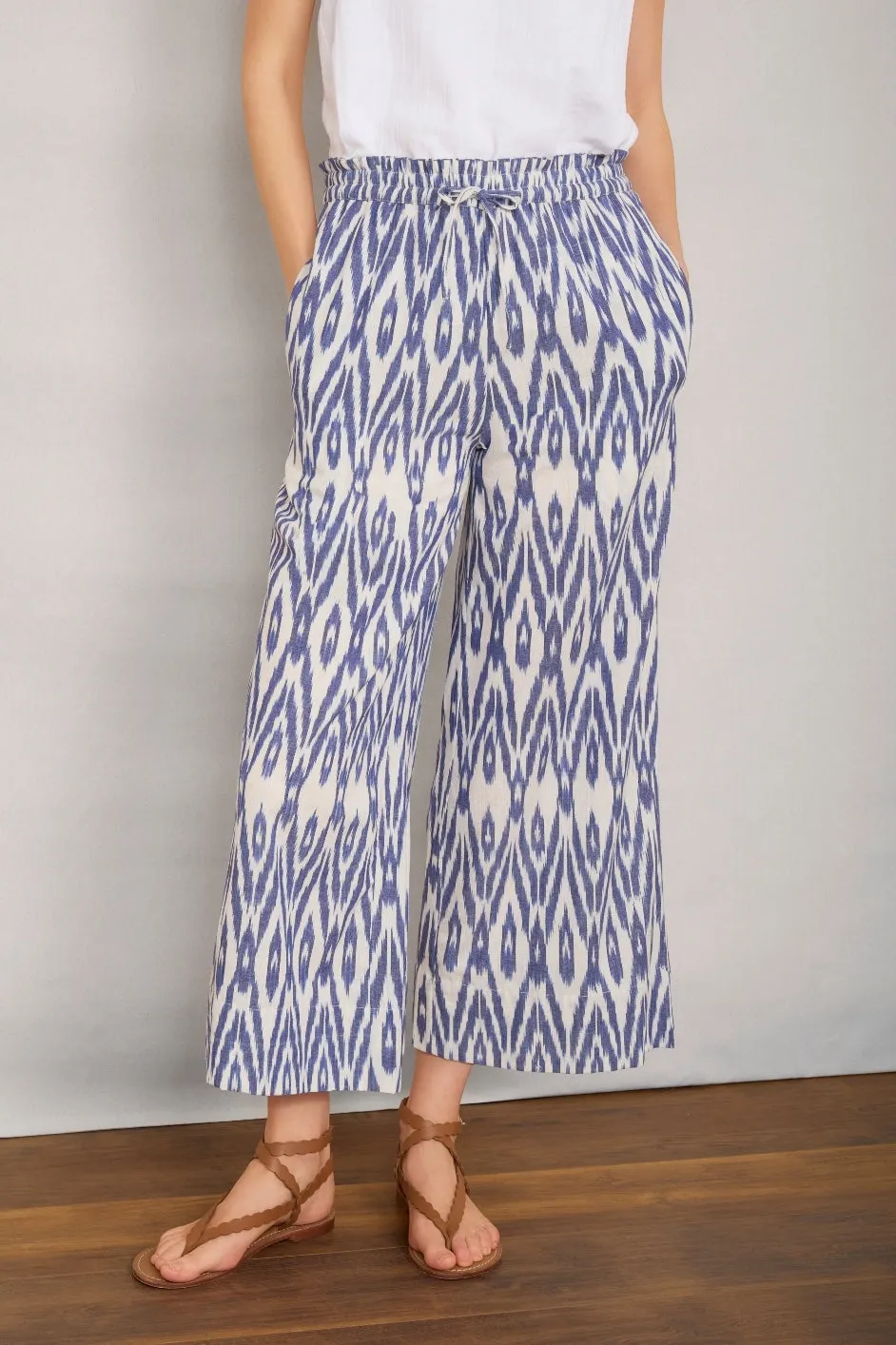 Rhona Trouser - Blue Ikat