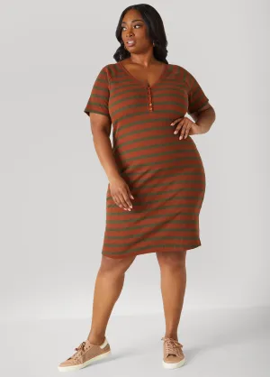 Ribbed Striped T Shirt Dress