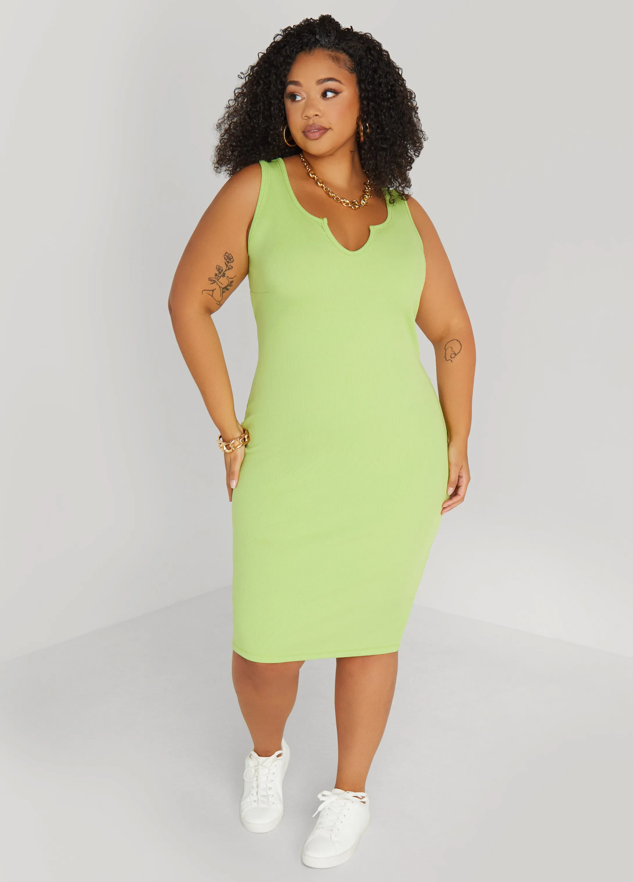 Ribbed V Neck Tank Dress