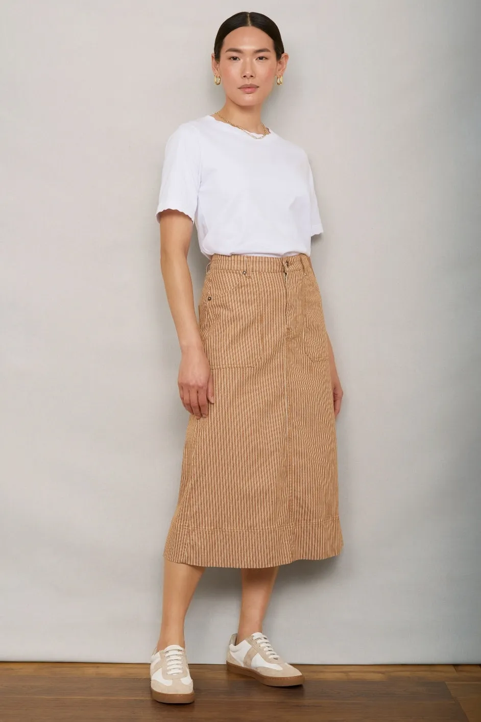 Rosalie Skirt - Tan Stripe