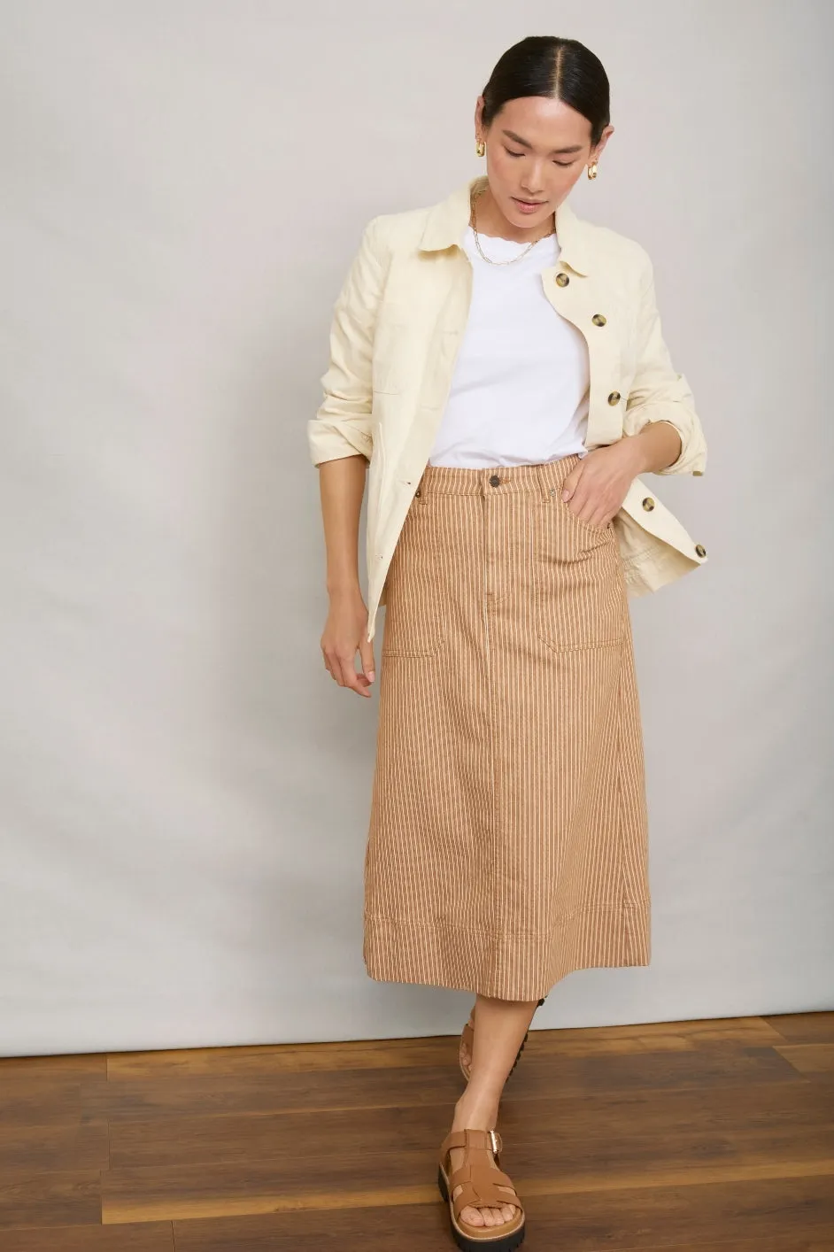 Rosalie Skirt - Tan Stripe