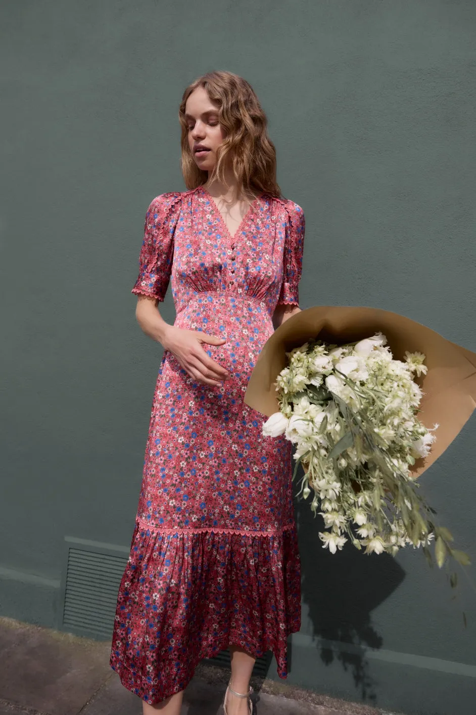 Saoirse Silk Dress - Pink Floral
