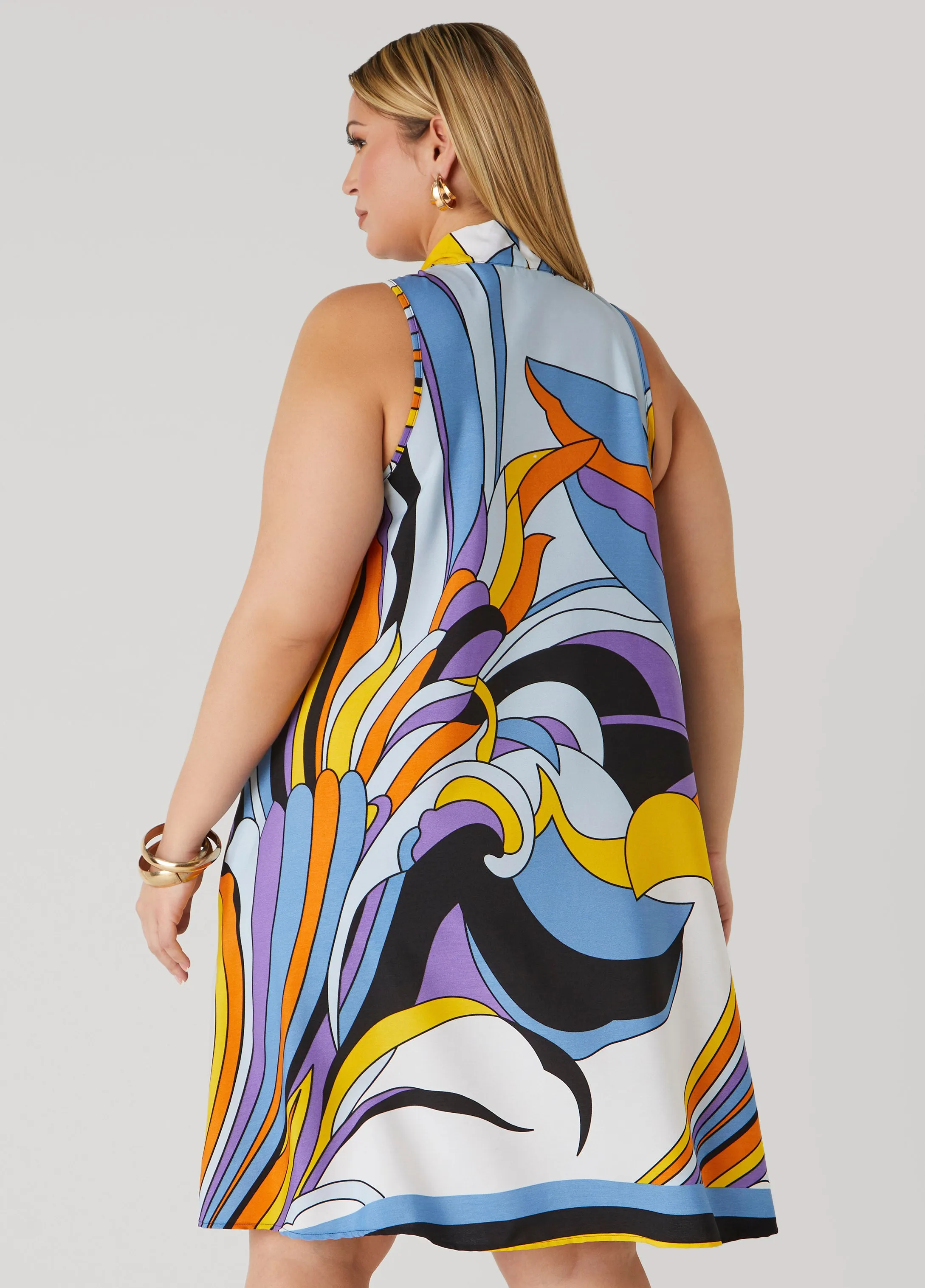Scarf Print Swing Dress