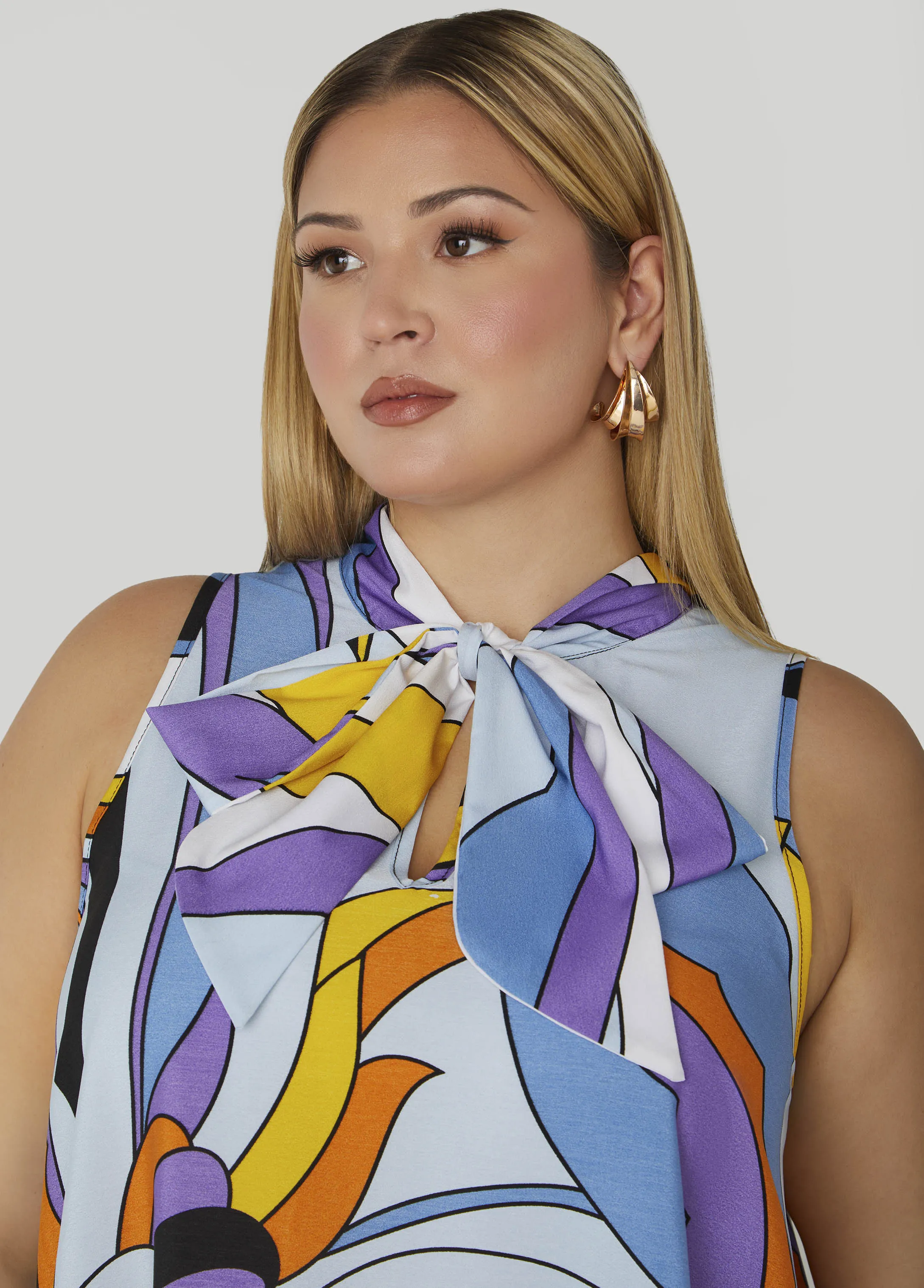 Scarf Print Swing Dress