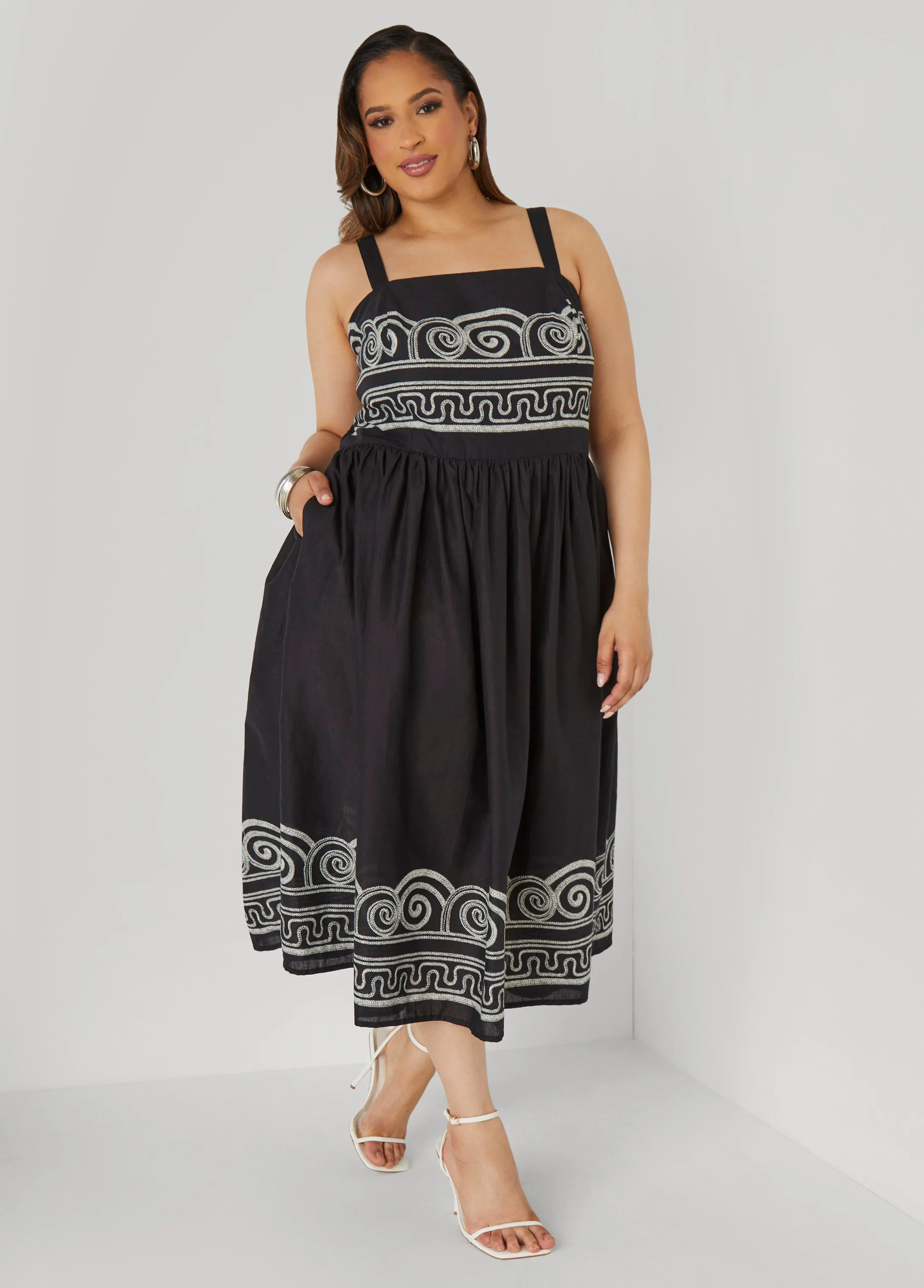 Scroll Print Cotton Dress