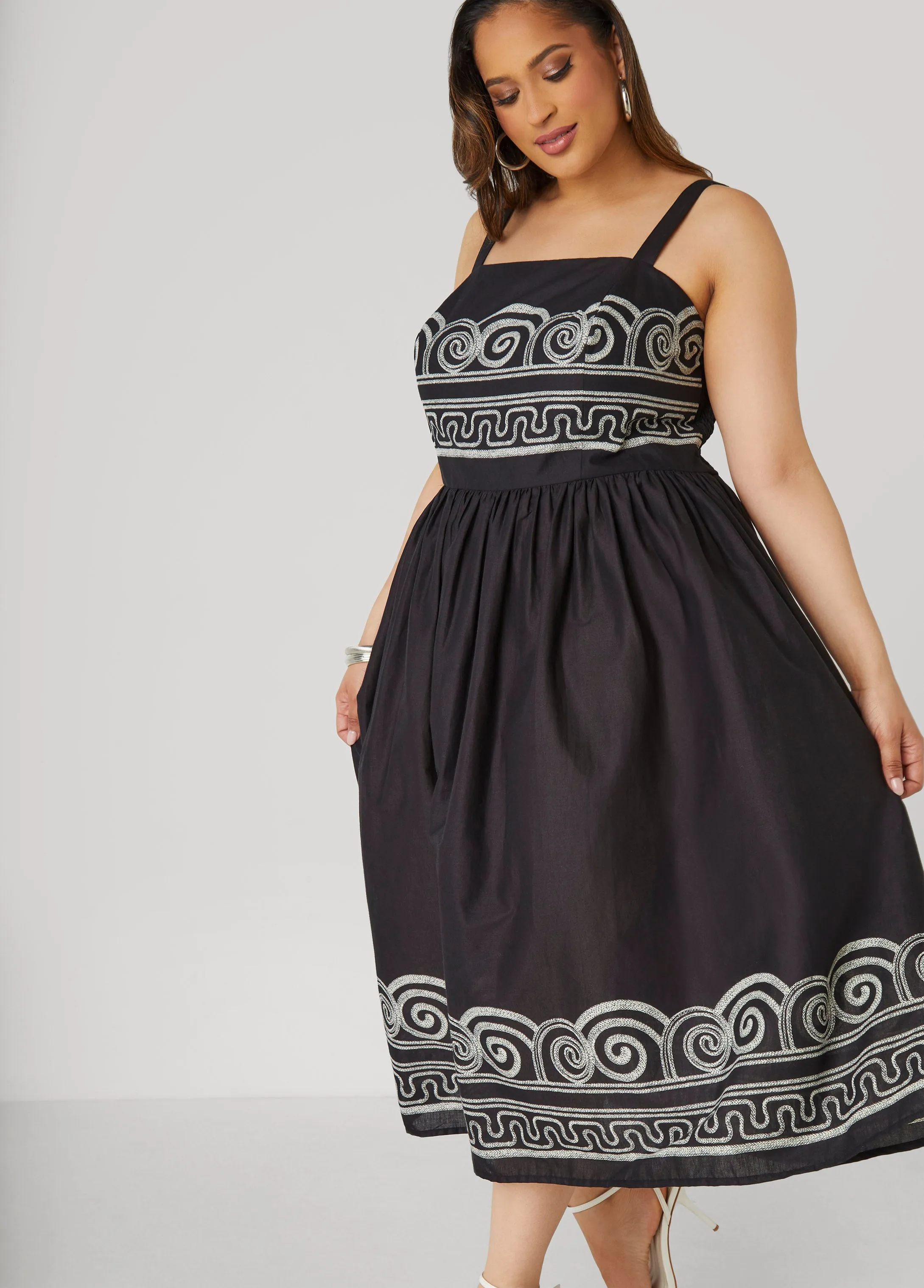 Scroll Print Cotton Dress