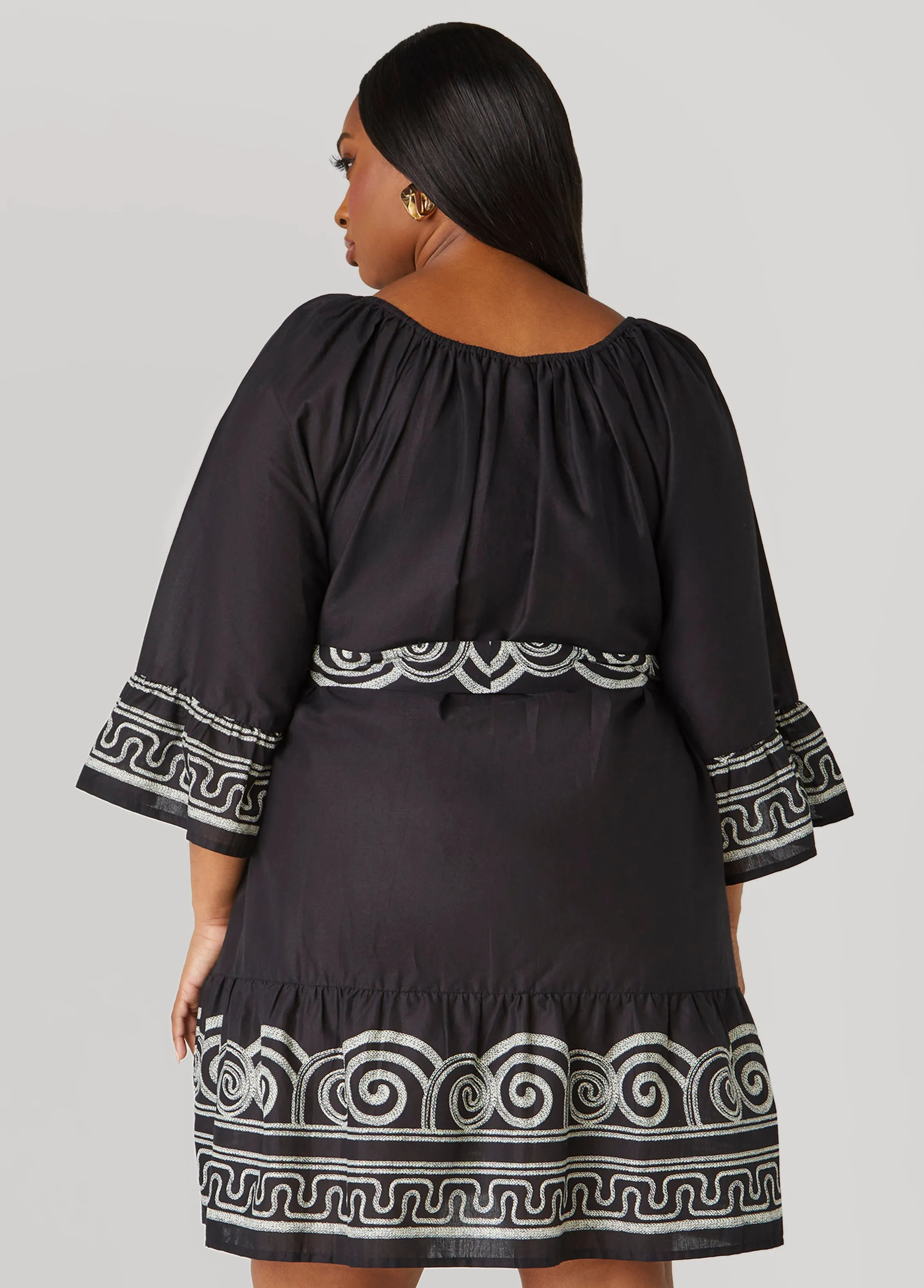 Scroll Print Cotton Swing Dress