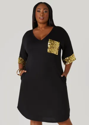 Sequined T Shirt Dress