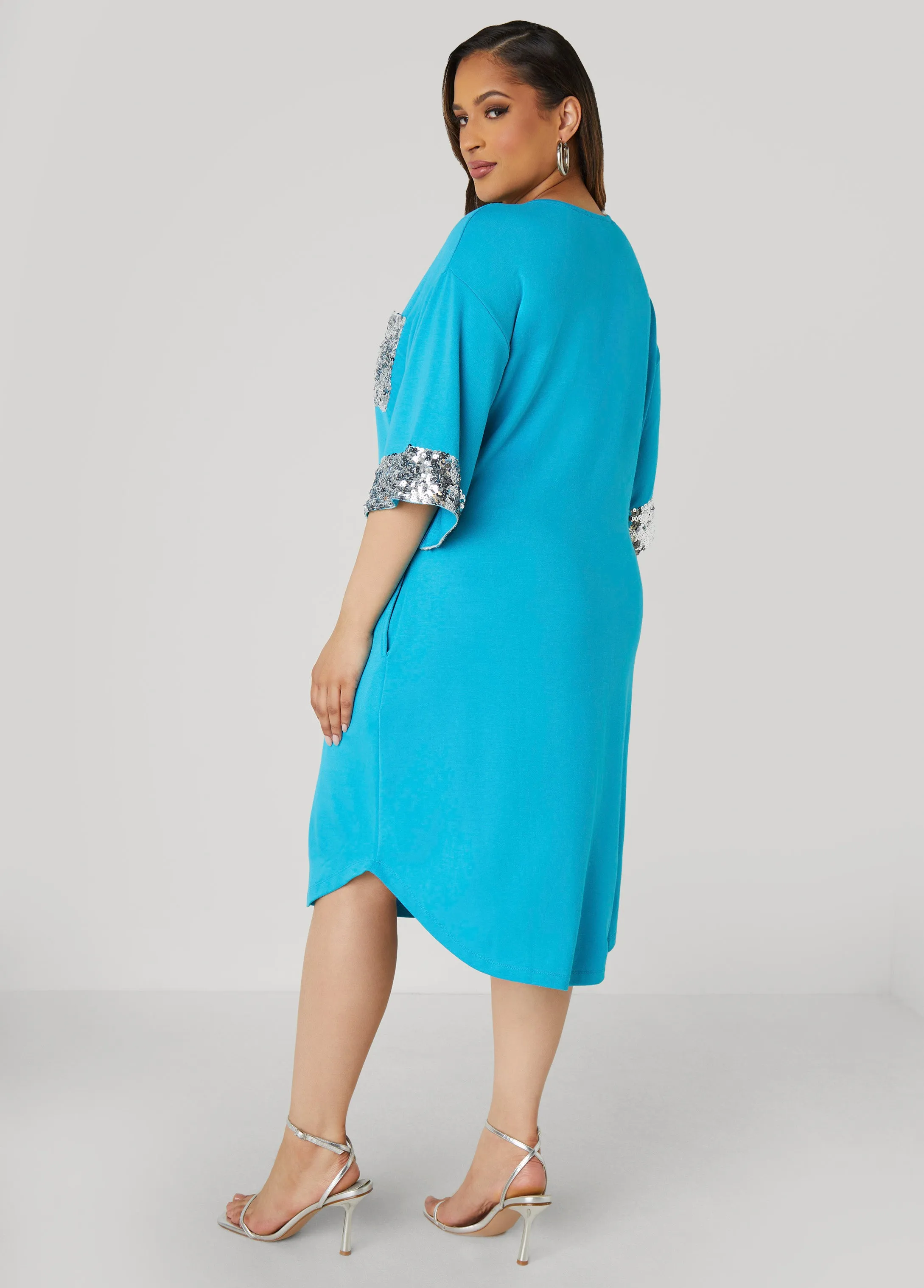 Sequined Terry T Shirt Dress