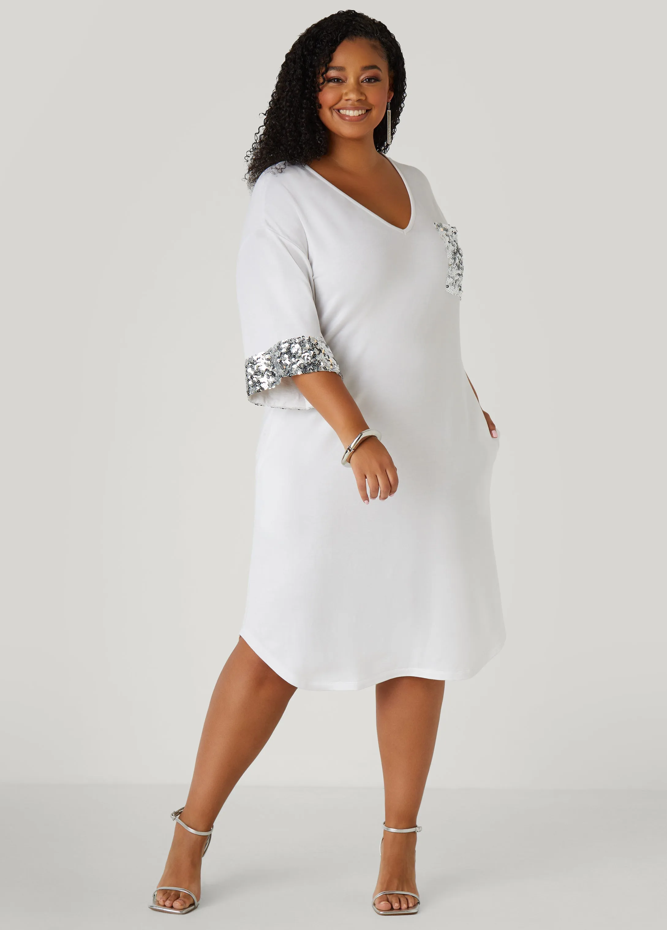 Sequined Terry T Shirt Dress