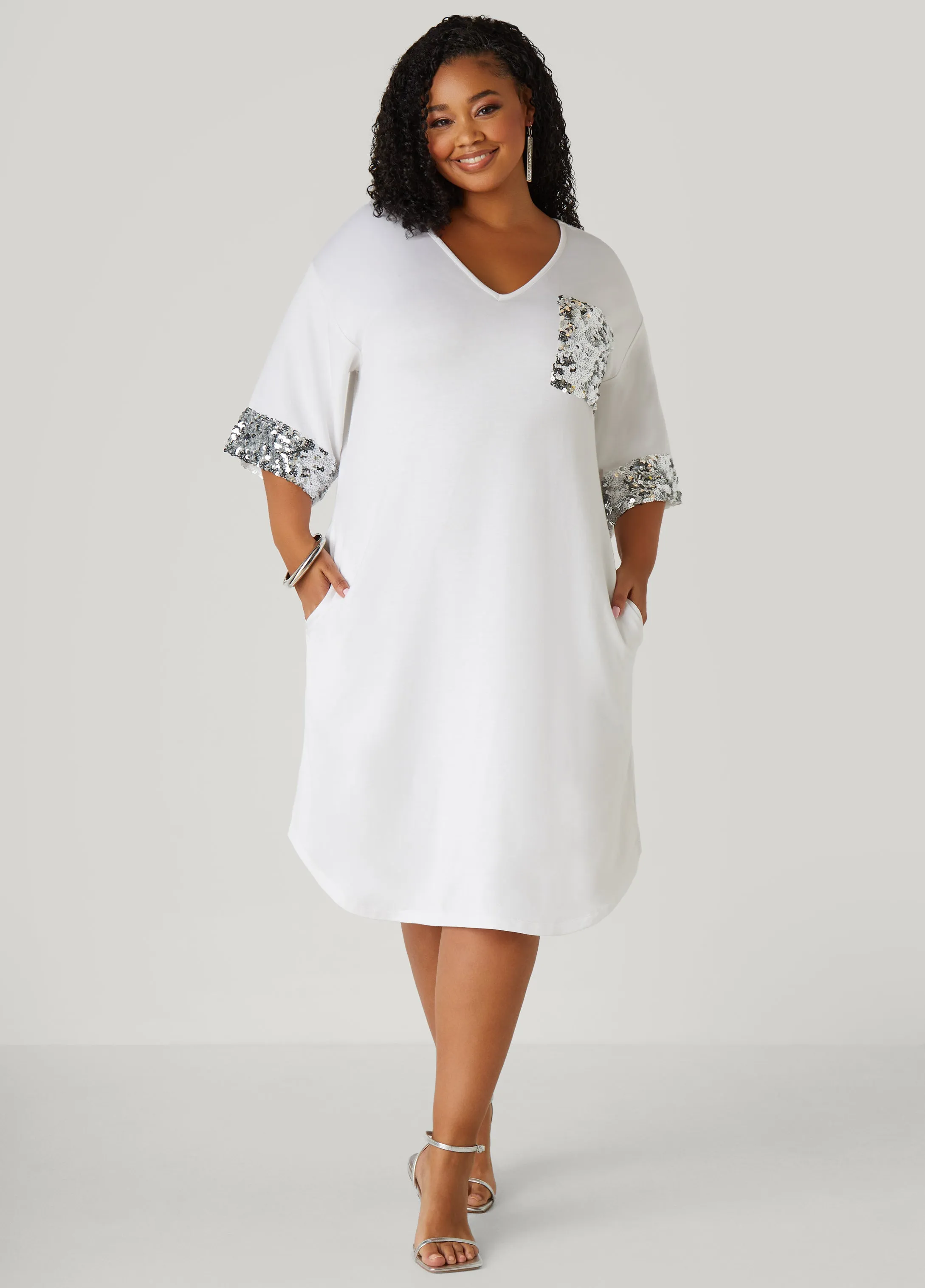 Sequined Terry T Shirt Dress