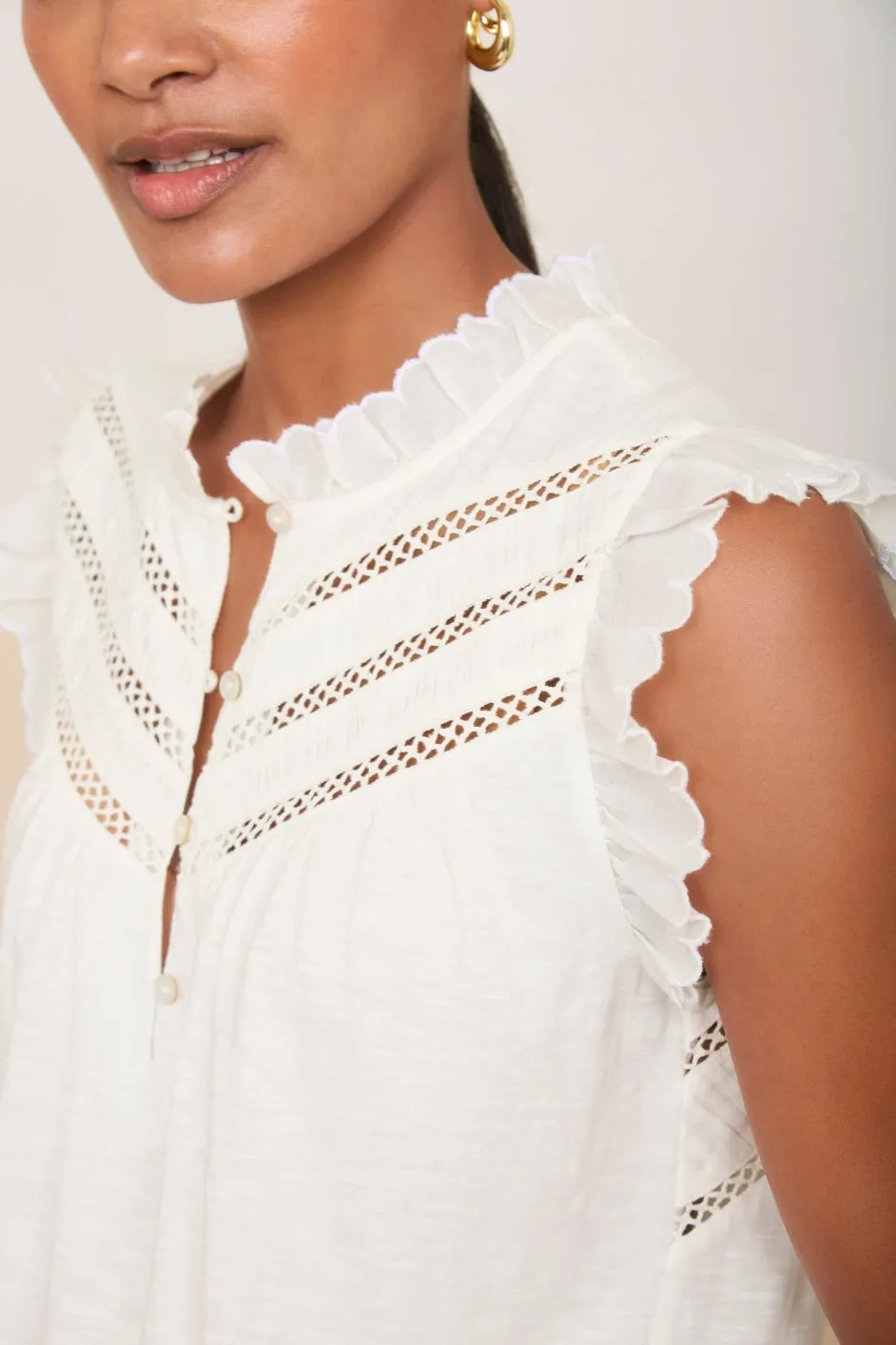 Skye Woven Mix Top - Ivory