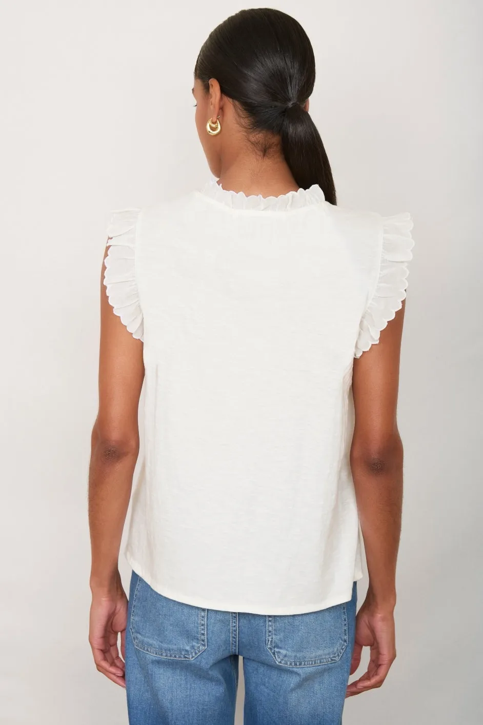 Skye Woven Mix Top - Ivory