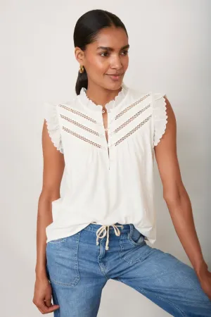 Skye Woven Mix Top - Ivory