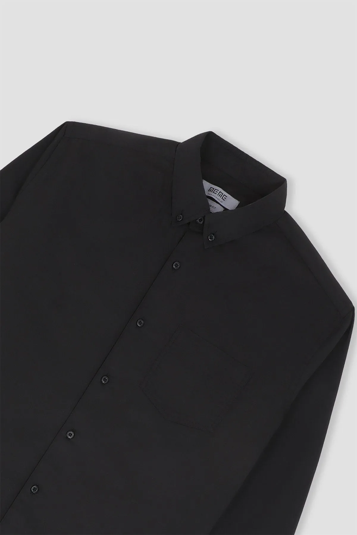 Solid Button Down Shirt For Men - Black
