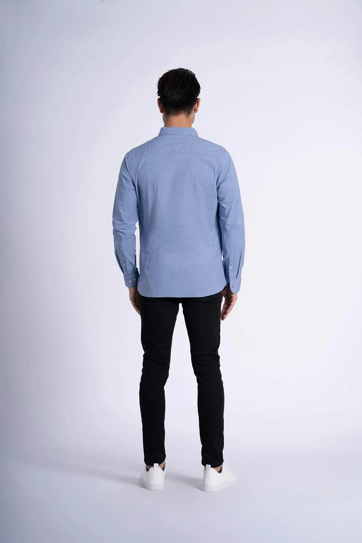 Solid Button Down Shirt For Men - Blue