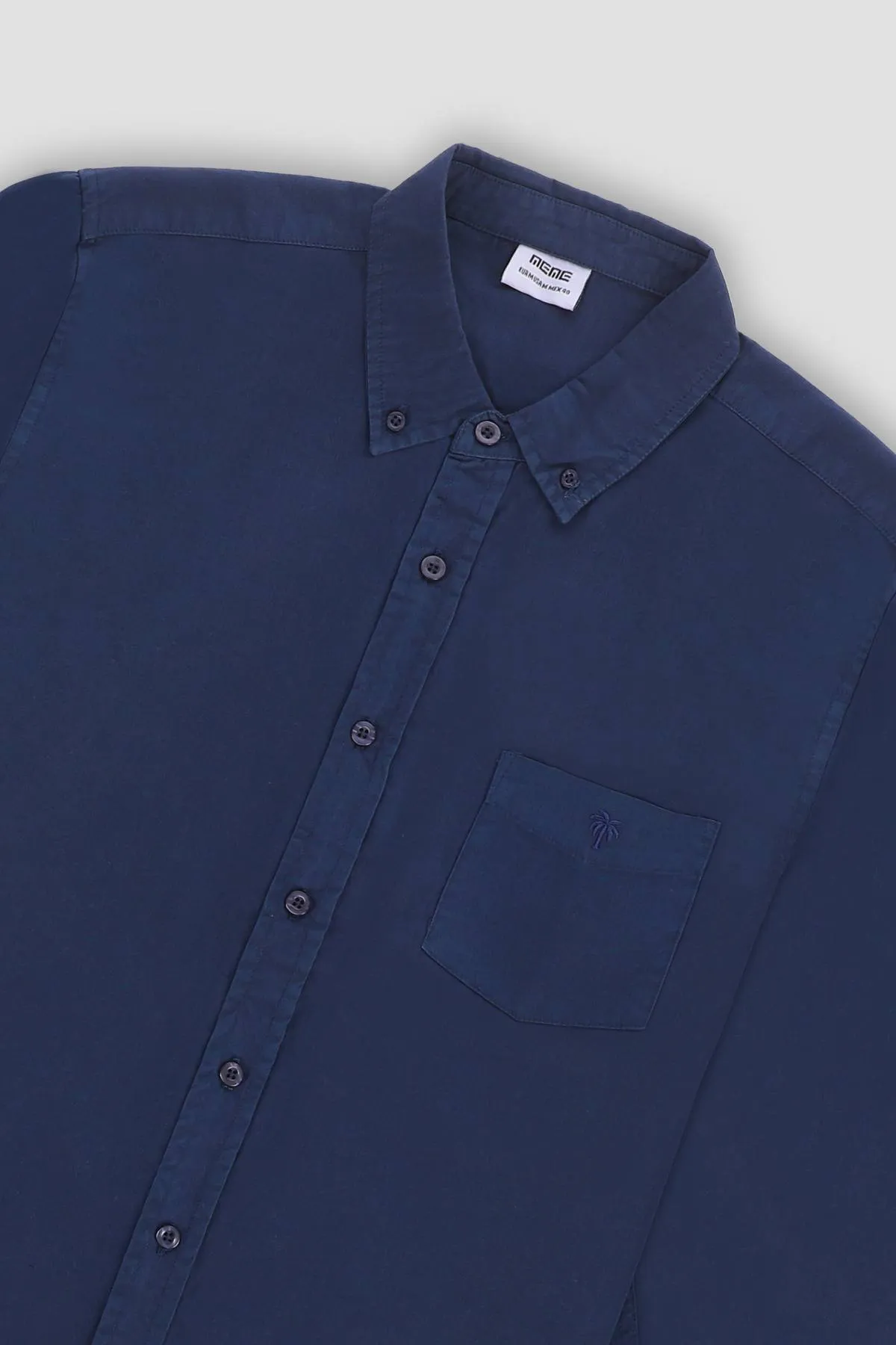 Solid Button Down Shirt For Men - Blue
