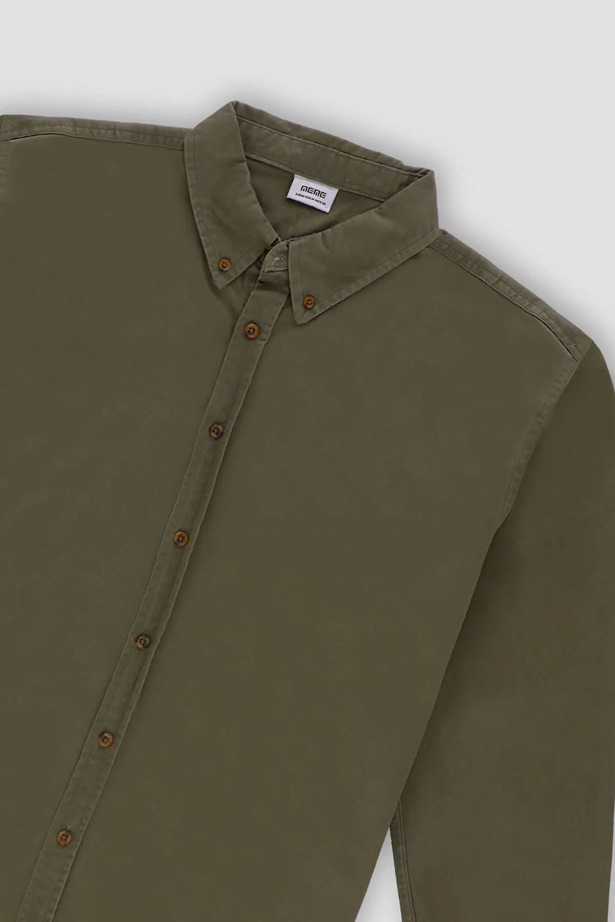 Solid Button Down Shirt For Men - Deep Lichen