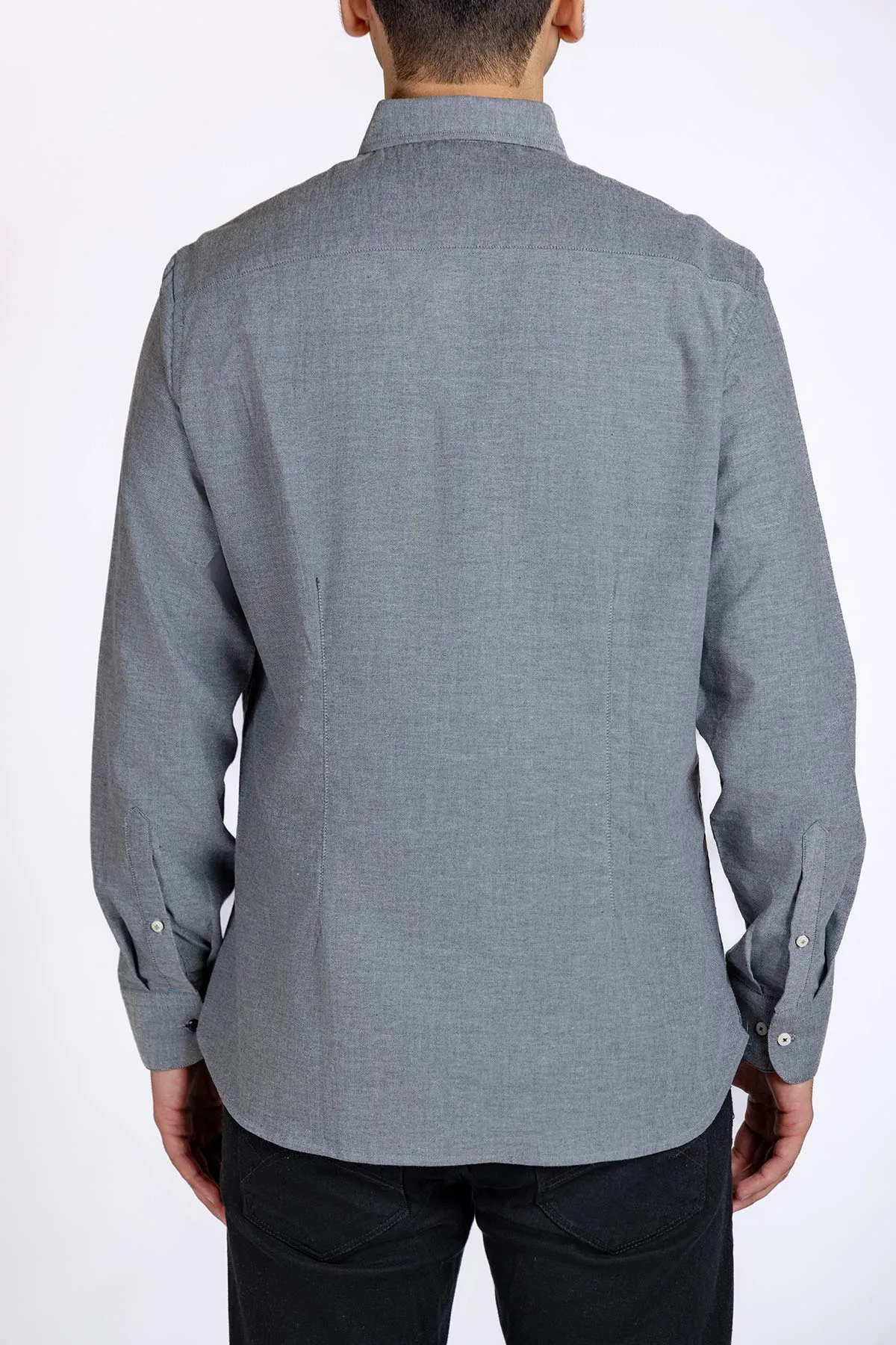 Solid Button Down Shirt For Men - Grey