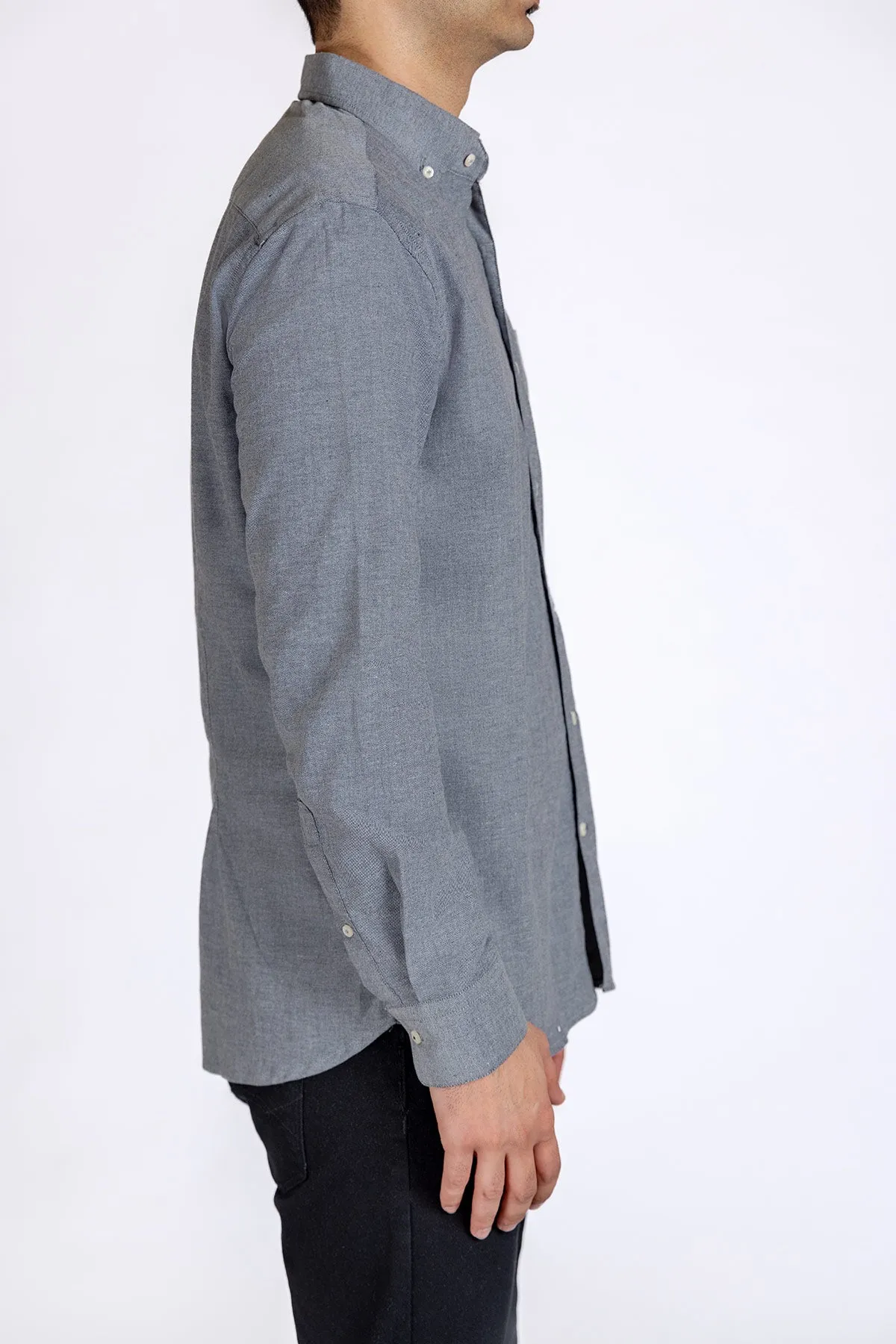 Solid Button Down Shirt For Men - Grey